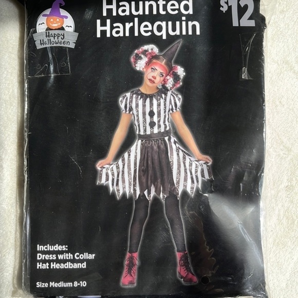 Spooktacular Transformation: Haunted Harlequin Child Costume,‎ Medium 8-10 - Picture 1 of 2